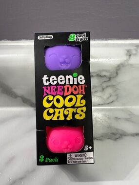🌲 NEEDOH Teenie Cool Cats 3-Pack - Purple, Teal & Hot Pink